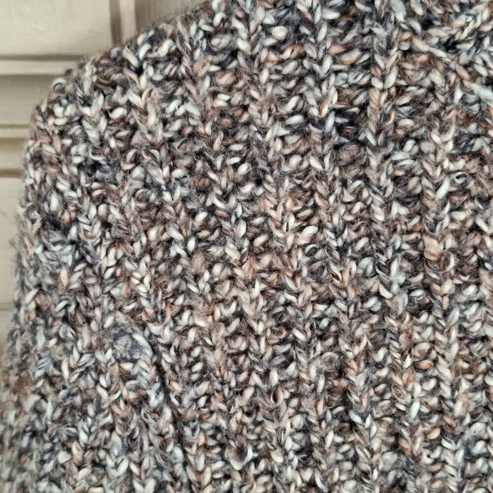Classic Mocha Brown Cozy Knit Sweater SzL High Neck Long Sleeves SOFT Knit